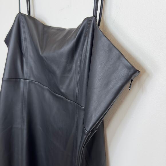 NWT Express Body Contour Faux Leather Cami Midi Black Dress Size XL - Picture 3 of 7